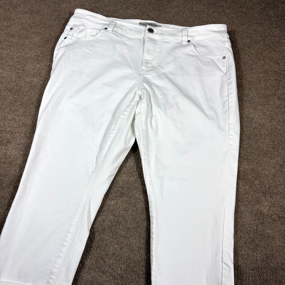 Liverpool Los Angeles Crop Jeans Womens 16W White Denim Stretch Cuffed Mid Rise